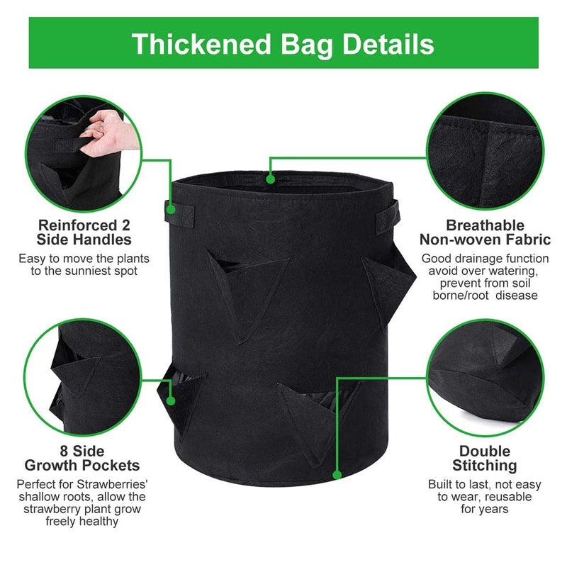 Planting Grow Bag Outdoor Gardening Vertical | Breathable Reusable Pot Planter for Fruits, Flowers, Vegetables, Herbs | D30